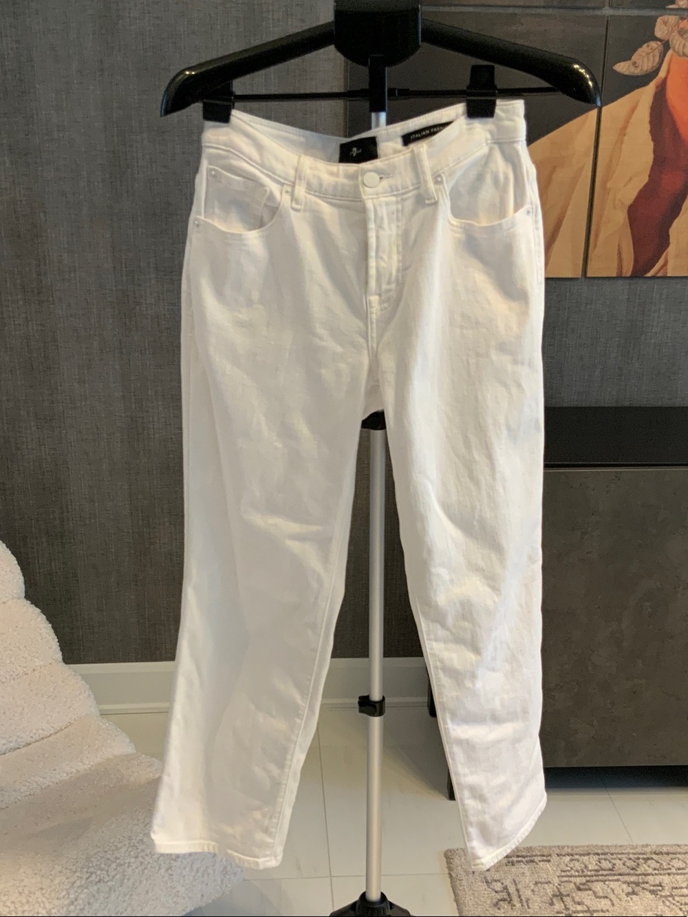 7 For All Mankind White Calie Straight Ankle Jeans 28